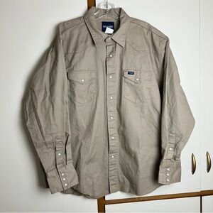 Wrangler Canvas Pearl Snap Western Shirt Size XXL EUC